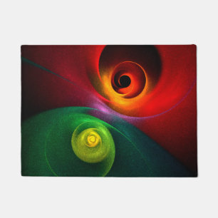 Red Green Yin Yang Modernes Abstraktes Kunstmuster Fußmatte