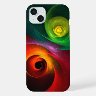 Red Green Yin Yang Modernes Abstraktes Kunstmuster iPhone 15 Plus Hülle