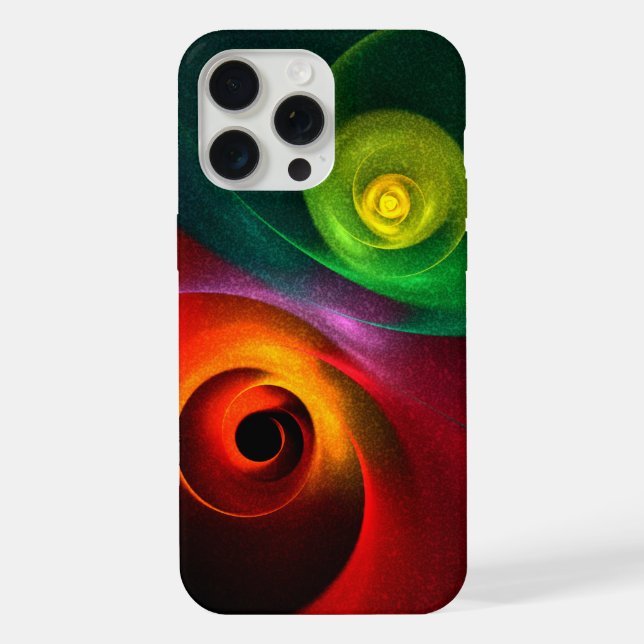 Red Green Yin Yang Modernes Abstraktes Kunstmuster iPhone Hülle (Rückseite)