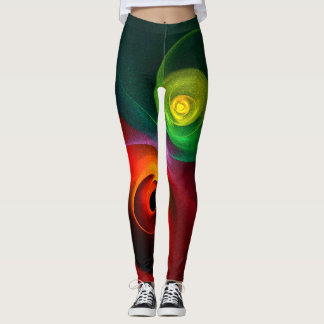 Red Green Yin Yang Modernes Abstraktes Kunstmuster Leggings