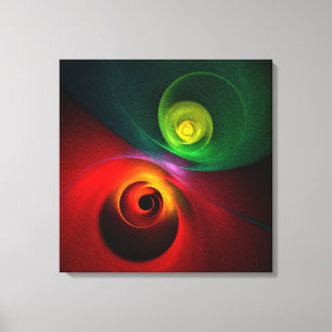 Red Green Yin Yang Modernes Abstraktes Kunstmuster Leinwanddruck