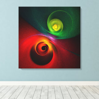 Red Green Yin Yang Modernes Abstraktes Kunstmuster Leinwanddruck