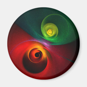 Red Green Yin Yang Modernes Abstraktes Kunstmuster Magnet