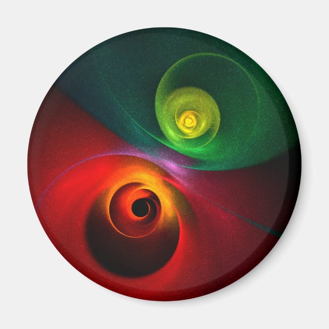 Red Green Yin Yang Modernes Abstraktes Kunstmuster Magnet (Vorne)