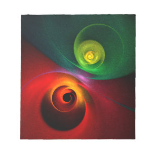Red Green Yin Yang Modernes Abstraktes Kunstmuster Notizblock