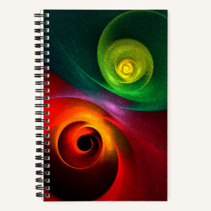 Red Green Yin Yang Modernes Abstraktes Kunstmuster Notizbuch