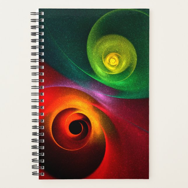Red Green Yin Yang Modernes Abstraktes Kunstmuster Planer (Vorderseite)