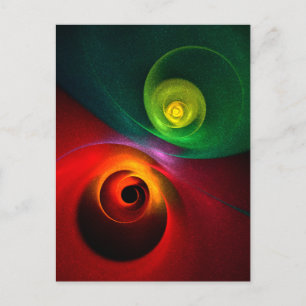 Red Green Yin Yang Modernes Abstraktes Kunstmuster Postkarte