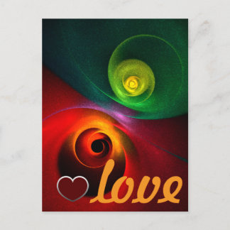 Red Green Yin Yang Modernes Abstraktes Kunstmuster Postkarte