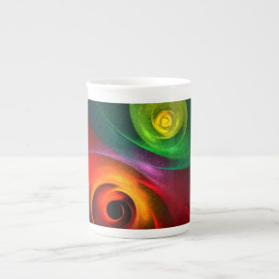 Red Green Yin Yang Modernes Abstraktes Kunstmuster Prozellantasse