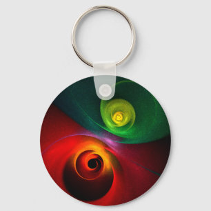 Red Green Yin Yang Modernes Abstraktes Kunstmuster Schlüsselanhänger