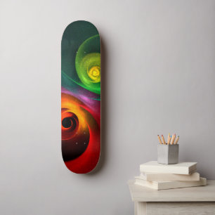 Red Green Yin Yang Modernes Abstraktes Kunstmuster Skateboard