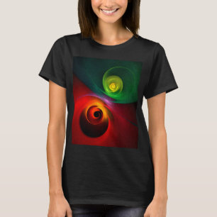 Red Green Yin Yang Modernes Abstraktes Kunstmuster T-Shirt