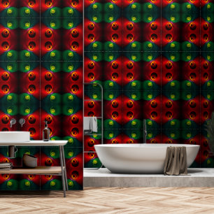 Red Green Yin Yang Modernes Abstraktes Kunstmuster Tapete