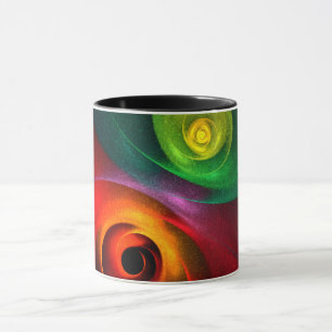 Red Green Yin Yang Modernes Abstraktes Kunstmuster Tasse