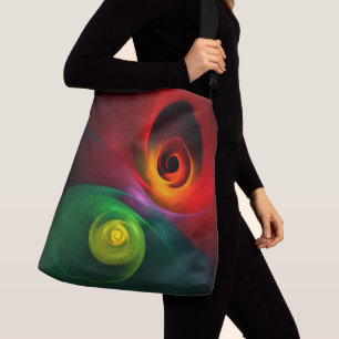 Red Green Yin Yang Modernes Abstraktes Kunstmuster Tragetaschen Mit Langen Trägern