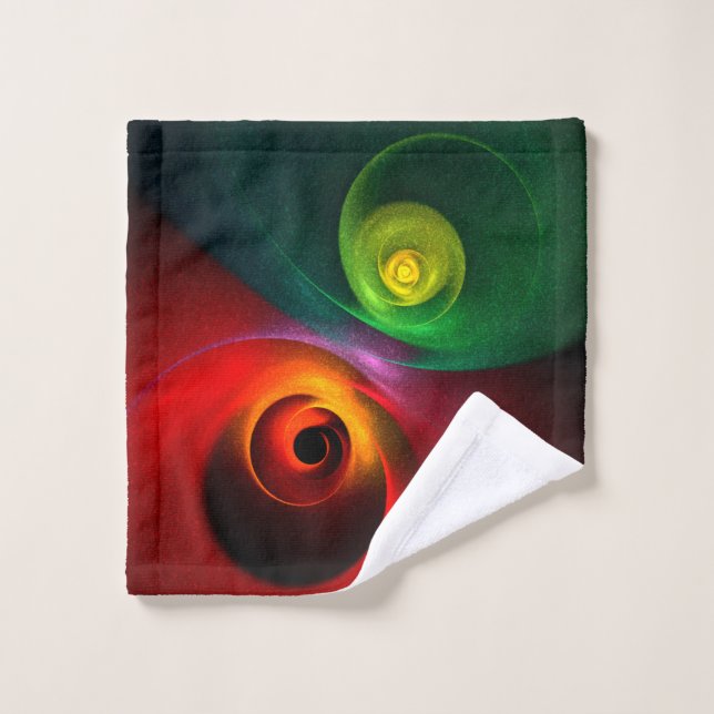 Red Green Yin Yang Modernes Abstraktes Kunstmuster Waschlappen (Waschlappen)