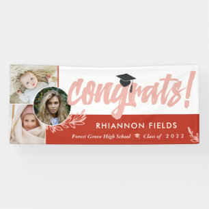 Red Greenery Overlapping Fotos Glückwunsch Gradua Banner