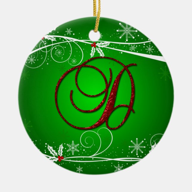 Red Greens Holly Initial D Christmas Ornament (Vorne)