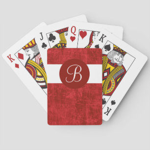 Red Grunge benutzerdefinierte Monogramm-Spielkarte Spielkarten