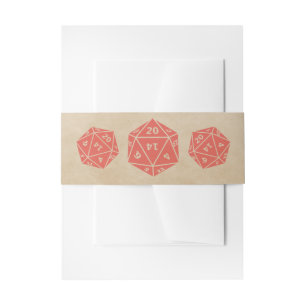 Red Grunge D20 Dice Gamer Belly Bands Einladungsbanderole