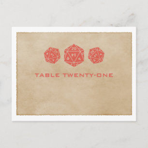 Red Grunge D20 Dice Gamer Tischnummer Postkarte