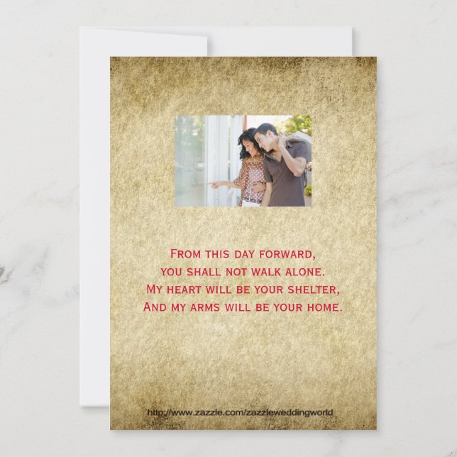 Red Grunge Old Vintage Wedding Einladung (Rückseite)