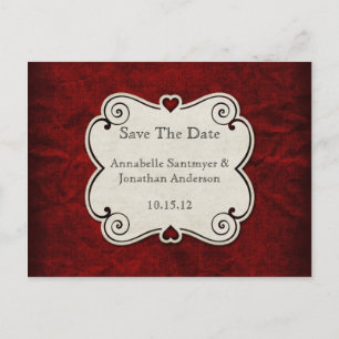 Red Grunge Paper Red Heft Frame Save the Date Ankündigungspostkarte