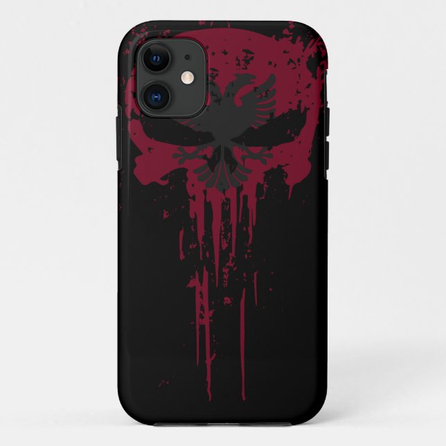 RED Grunge Skull Case-Mate iPhone Case (Rückseite)