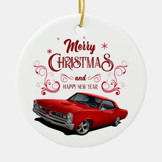 Red GTO Weihnachtswagen Keramik Ornament (Vorne)