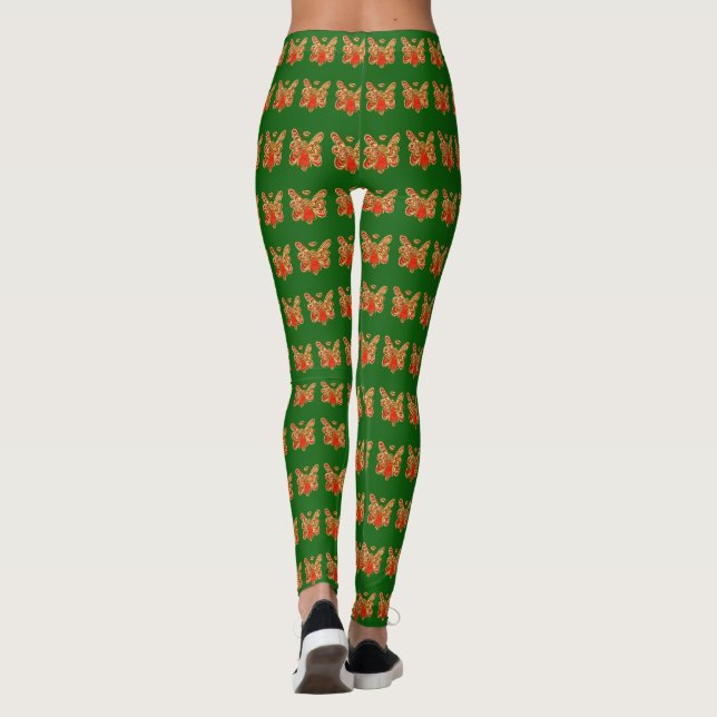 Red Guardian Angel Art Custom Holiday Leggings (Rückseite)