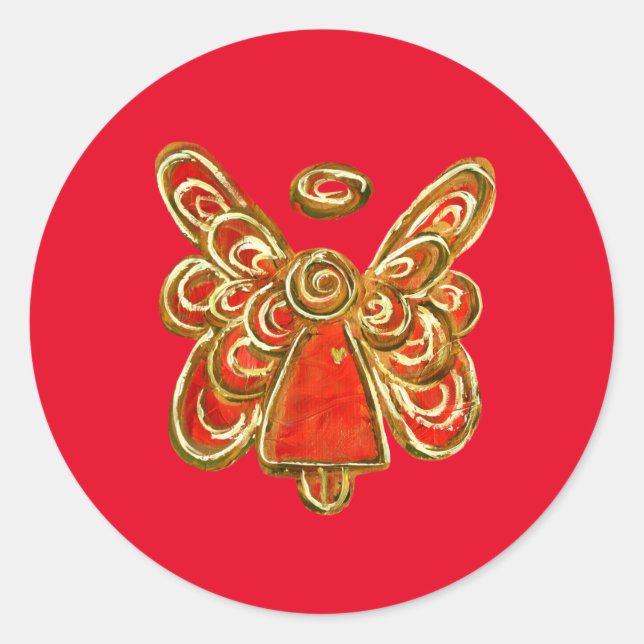 Red Guardian Angel Art Decal Stickers (Vorderseite)