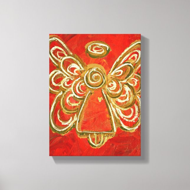 Red Guardian Angel Art Wrapped Canvas Malerei Leinwanddruck (Vorderseite)