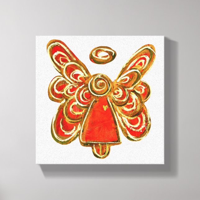Red Guardian Angel Art Wrapped Canvas Malerei Leinwanddruck (Vorderseite)
