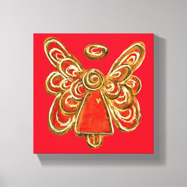 Red Guardian Angel Art Wrapped Canvas Malerei Leinwanddruck (Vorderseite)