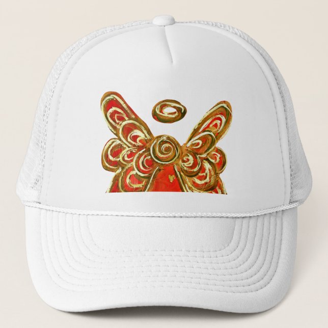 Red Guardian Angel Custom Art Hat oder Cap Truckerkappe (Vorderseite)