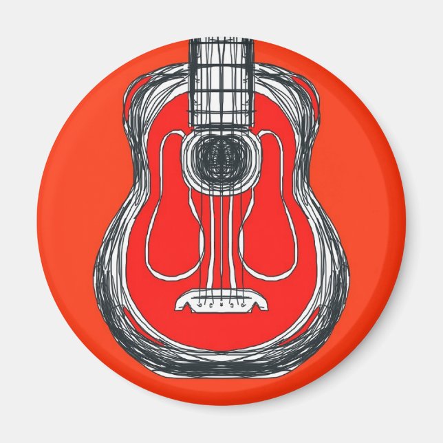Red Guitar Monster Face Magnet (Vorne)