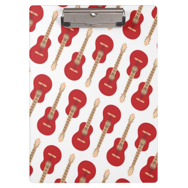 Red Guitar Pattern Klemmbrett (Vorderseite)