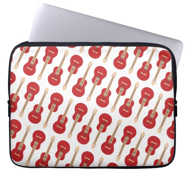 Red Guitar Pattern Laptopschutzhülle (Vorderseite)