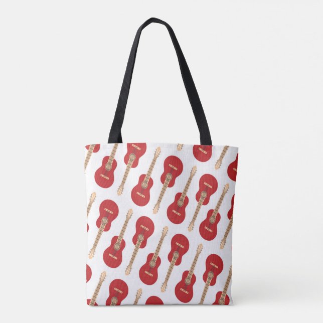 Red Guitar Pattern Tote Bag (Rückseite)