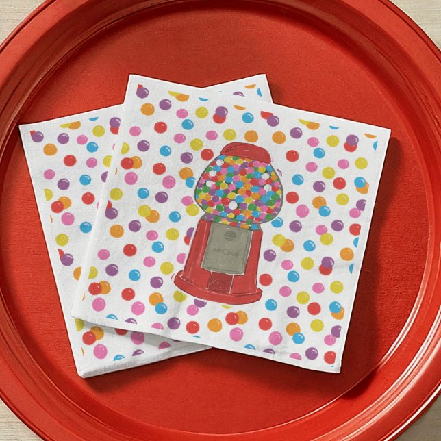 Red Gumball Machine Bonbons Kaugummi Geburtstag Serviette (Red Gumball Machine Candy Bubble Gum Birthday Paper Napkins)