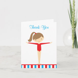 Red Gymnastics Girl Danke Note Card