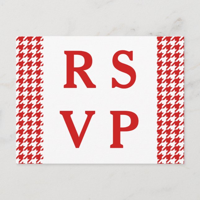Red Hahnentrittmuster Wedding RSVP Postcard Einladungspostkarte (Vorderseite)
