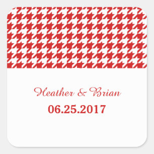 Red Hahnentrittmuster Wedding Stickers