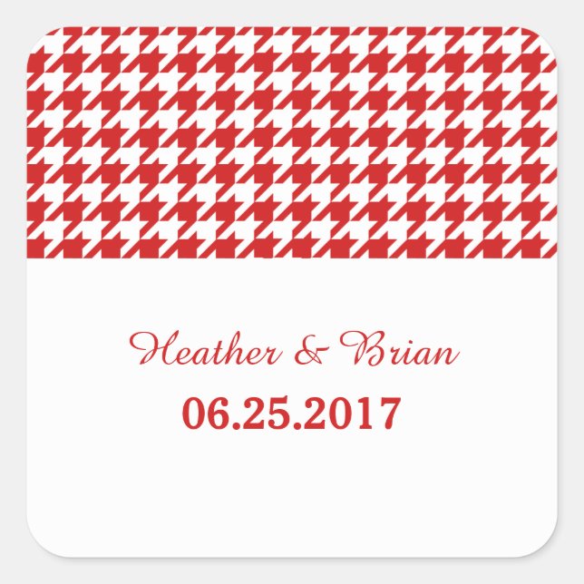 Red Hahnentrittmuster Wedding Stickers (Vorderseite)