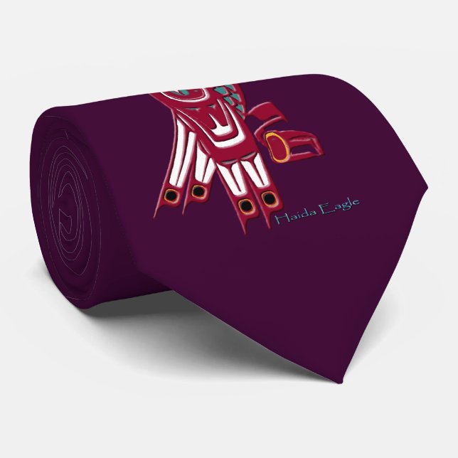 Red Haida Eagle Fashion Neck Tie Krawatte (Gerollt)