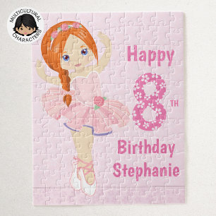 Red Hair Ballerina Happy Birthday Puzzle