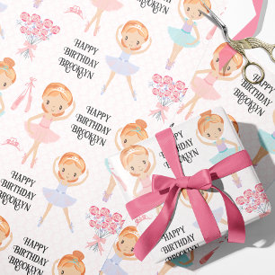 Red Hair Ballerina Personalisiert Wrapping Paper Geschenkpapier