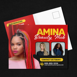Red Hair & Beauty Salon Braider Hairstylist Wigs Postkarte