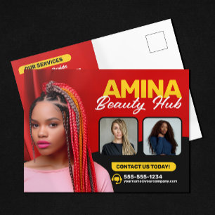 Red Hair & Beauty Salon Braider Hairstylist Wigs Postkarte